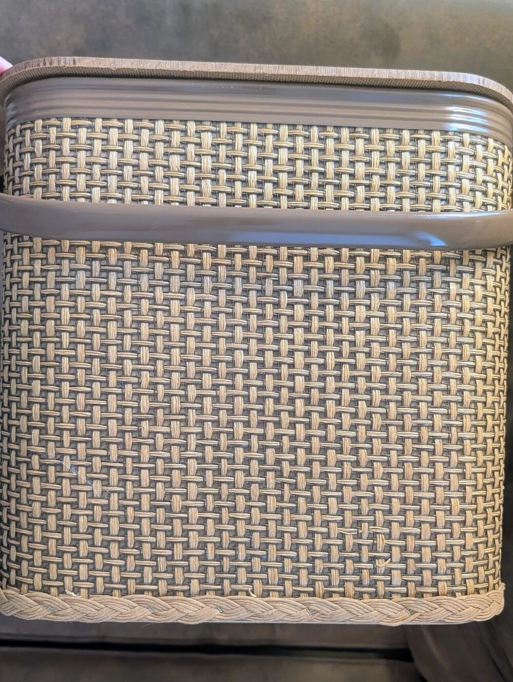 Vintage MCM Redmon Picnic Basket Brown Red Gingham Lined Pristine